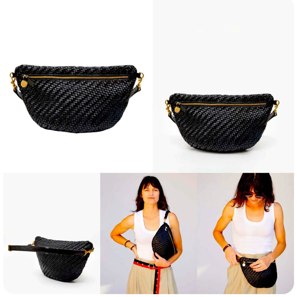 Clare V. - Grande Fanny Pack black woven zig-zag